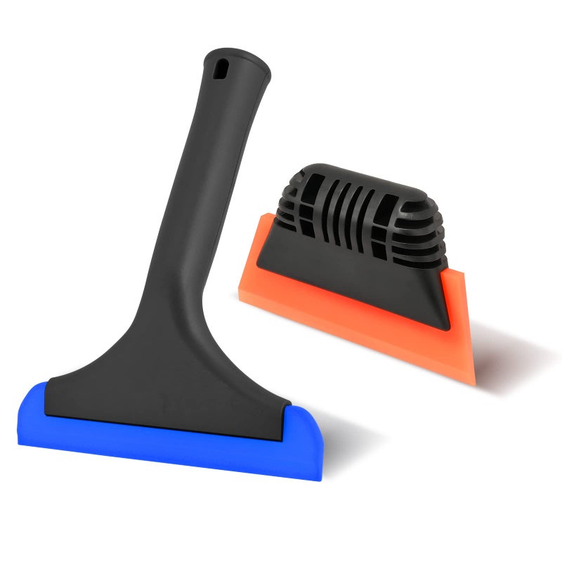 EHDIS 6 ممسحة سيليكون صغيرة 5 بوصة ممسحة زجاج نافذة صغيرة يدوية ممسحة دش مطاطية آلية شفرة ماء لزجاج السيارة ونافذة المرآة وزجاج الباب وأداة كشط لإزالة الثلج والجليد باللون الأزرق والبرتقالي